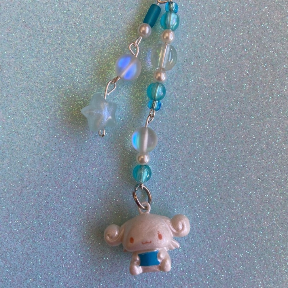 cinnamoroll blue star phone charm keychain